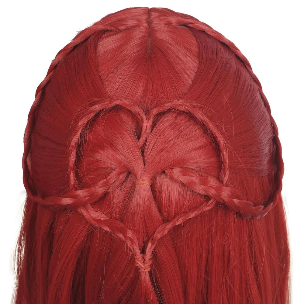 Long Red Wavy Curly Braided Cosplay Wig Adult Anime Kpop Halloween - Picture 2 of 10